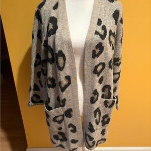 Chic Leopard Print Cardigan Sweater